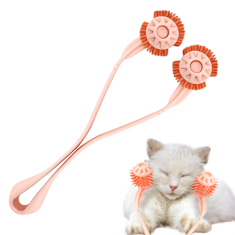 Cat Massager Roller Silicone Grooming Tool Relaxer Pink Stick with Pink Massage Face Thin Scroll Wheel for Indoor Dog Cat Head's Pet - PawsPlanet Australia