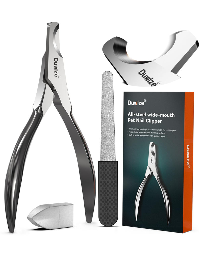 Dog & Cat Nail Clippers - All steel material, 1.22-inch large opening, Built-in Spring, No Hair Pinch, for Medium to Large Dogs and Cats, Free Nail File - Professional Grooming Tool for Pets - PawsPlanet Australia