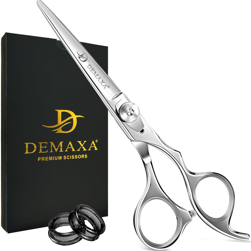6.5" Premium Hair Scissors Professionally Sharp Barber Shears - High Carbon Steel Hair Cutting Scissors with Smooth Sharp Edge Blades - Hair Trimming Shears for women Salon & Personal Use Silver Premium Hair Scissors - PawsPlanet Australia