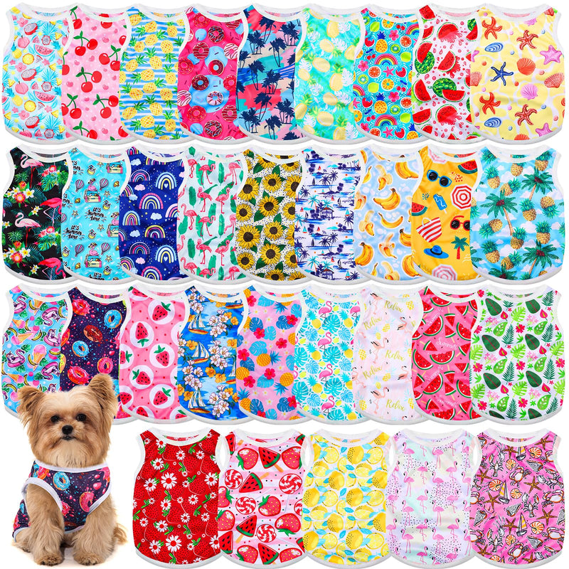 32 Pack Summer Hawaiian Dog Shirts Small for Dogs T-Shirts Pet Shirt Doggie Vest Puppy Clothes Flamingo Top Sleeveless Apparel for Cats(Small) - PawsPlanet Australia