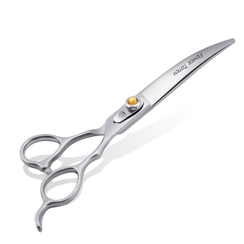 Fenice Professional Dog Grooming Scissors: 7 inch Curves Shears for Dogs Trimming Made Of Japanese 440C Stainless Steel Yellow Diamond Curved 7.0 inch - PawsPlanet Australia