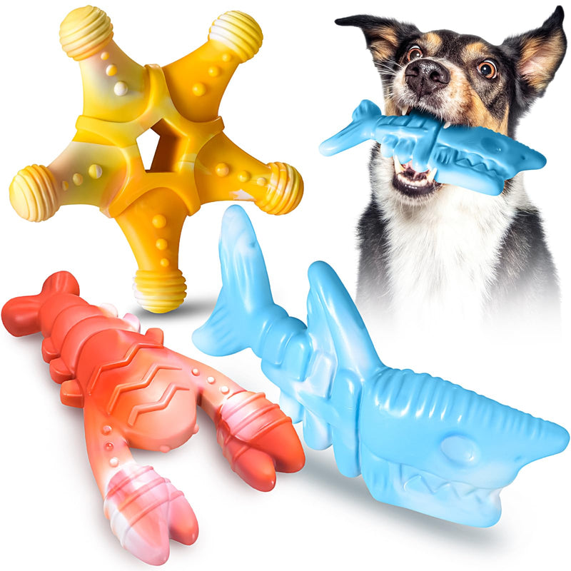 Dog Toys 3 Pack, Indestructible Dog Toys for Aggressive Chewers, Tough Dog Chew Toys for Large Medium Breed, Dog Bones Chew Toys for Super Chewer - PawsPlanet Australia