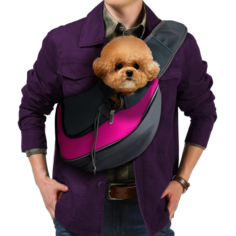 Pet Dog Sling Carrier, Breathable Mesh Adjustable Puppy Sling Carrier Hand Free for Small Dog Cat, M, Rose 13.0"L x 9.1"W x 2.0"H - PawsPlanet Australia