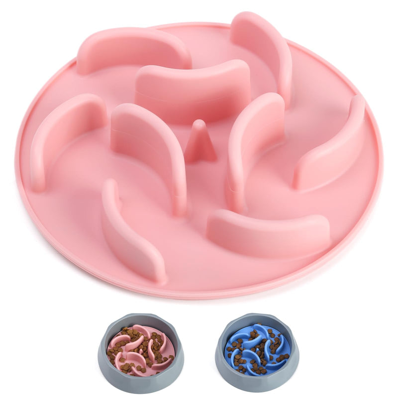 Slow Feeder Dog Bowls Insert, Silicone Dog Slow Feeder Insert with Strong Suction Cups Perfect for Stainless Steel Glass Ceramic Dog Bowls (Pink) Pink Insert - PawsPlanet Australia