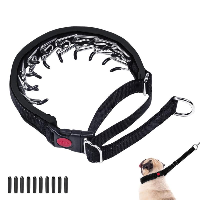 Martingale Collar for Dogs, Hidden No Pull Dog Collar with Buckle, Reflective Nylon Choke Collar Adjustable Limited Slip Collar for Large Medium Small Dogs Anti Pull Training Walking S Black S (11"-15" Neck, 1" Wide) Black Black - PawsPlanet Australia