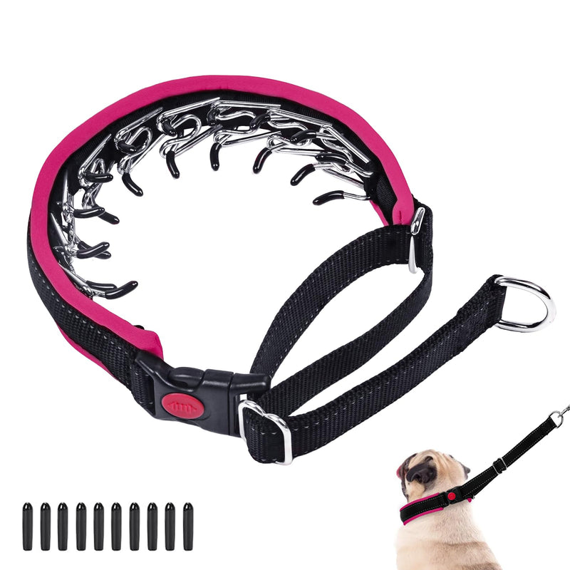 Martingale Collar for Dogs, Heavy Duty Nylon No Pull Dog Collar with Buckle, Adjustable Anti Pull Collar Reflective Slip Collar for Large Medium Small Dog Training Walking M Hot Pink M (15"-23" Neck, 1.5" Wide) Black Hot Pink - PawsPlanet Australia