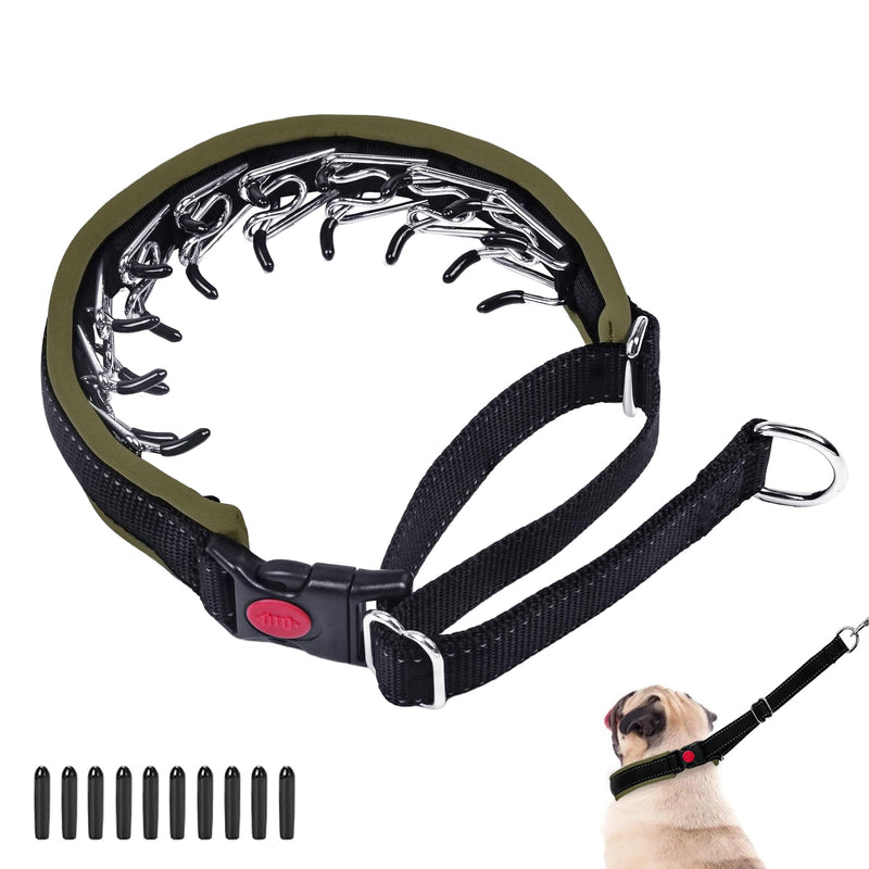 Martingale Collar for Dogs, Hidden No Pull Dog Collar with Buckle, Reflective Nylon Choke Collar Adjustable Limited Slip Collar for Large Medium Small Dogs Anti Pull Training Walking S Army Green S (11"-15" Neck, 1" Wide) Black Army Green - PawsPlanet Australia