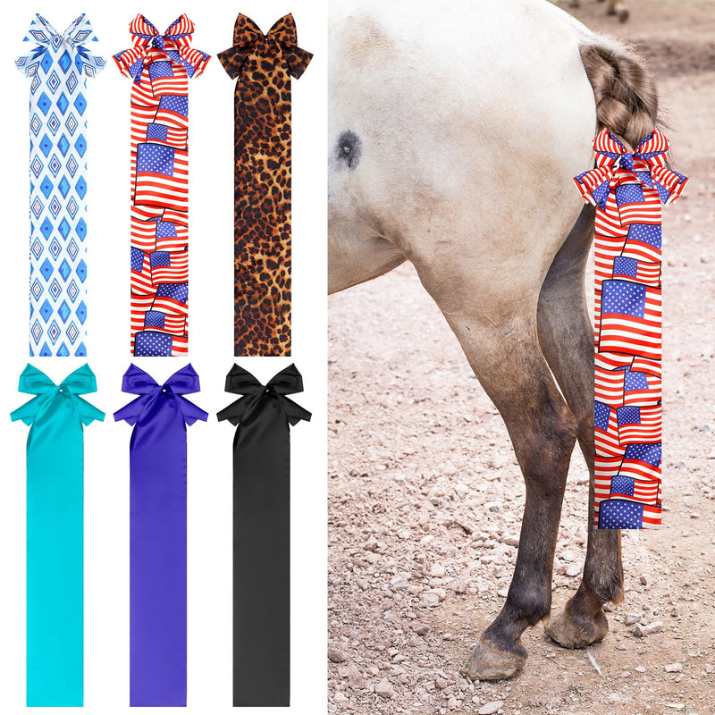 6 Pcs Horse Tail Bag Breathable Guard 22" Slip on Horse Care Tail Wrap 2 Strand Closure Straps Grooming Supplies to Keep from Dirt Breakage Rubbing 6 Designs(Modern Style) Modern Style