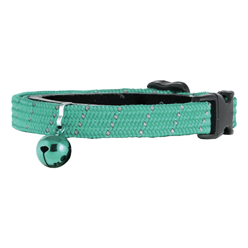 BirdsBeSafe® Break Away Cat Collar with Bell, Reflective Thread for Night Visibility, Comfortable Elastic Stretch Cat Collar to protect Cat from Getting Stuck in The Garden. Green - PawsPlanet Australia