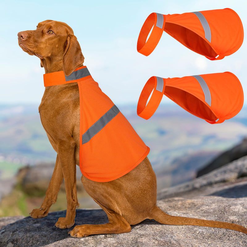 Dog Reflective Vest, Orange Dog Hunting Vest for Outdoor, Adjustable Pet Jacket, Soft Pet Safety Clothes for Small Medium Large, 2 Packs Orange - 2 Packs XL - PawsPlanet Australia