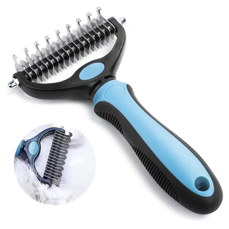 Generic Cat Brush Dog Brush for Shedding,Pet Grooming Brush,Dematting Deshedding Brush Dogs Shedding Tool for Long matted Haired Pets,Dogs &Cats-Safe and Effective Dematting Comb, Large, blue