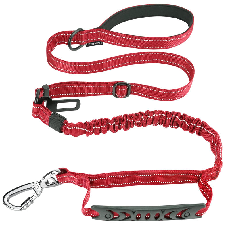 Tactical Dog Leash Heavy Duty, 4-6FT Shock Absorbing Bungee Dog Leash, Reflective Military Strong No Pull Dog Leash with 2 Padded Handle and Car Seatbelt for Medium Large Dogs, Red - PawsPlanet Australia