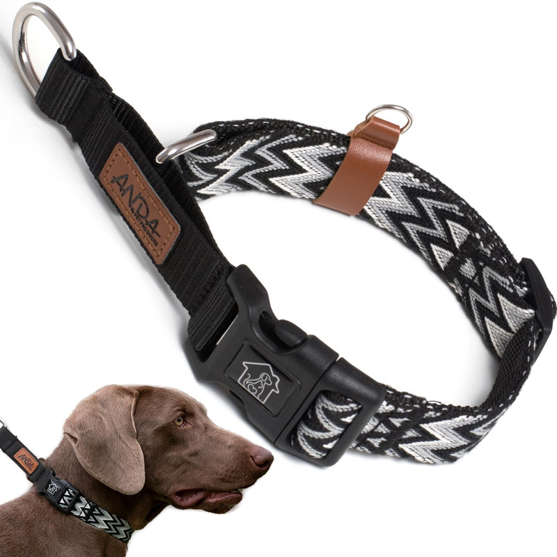 ANDA Martingale Collar for Dogs, Double-Layered Composite Material with Buckle,No-Pull Training Collar for Easy Control with no Choking (Chevron Black, Medium) Chevron Black - PawsPlanet Australia