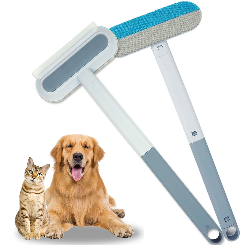 Pet Hair Removal Tool 2 Pieces, Dog and Cat Hair Remover for Couch Carpet Furniture, 4 in 1 Multifunctional Pet Hair Removal Broom, Cleaning Brush for Window Tile, Reusable Washable - PawsPlanet Australia