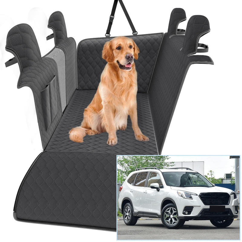 Compatible with Dog Car Seat Cover Protector Back Seat Pet Cover for Dogs Hammock Backseat Dog Cover with Side Flaps Storage Pocket Zip Mesh for Subaru Forester 2019-2024 (Black) - PawsPlanet Australia