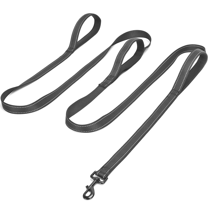 3 Handle Dog Leash, 10FT Triple Handle Reflective Stitching with Padded Traffic Handles, Heavy Duty Training Pet Lead for Control and Safety (Black) Black - PawsPlanet Australia