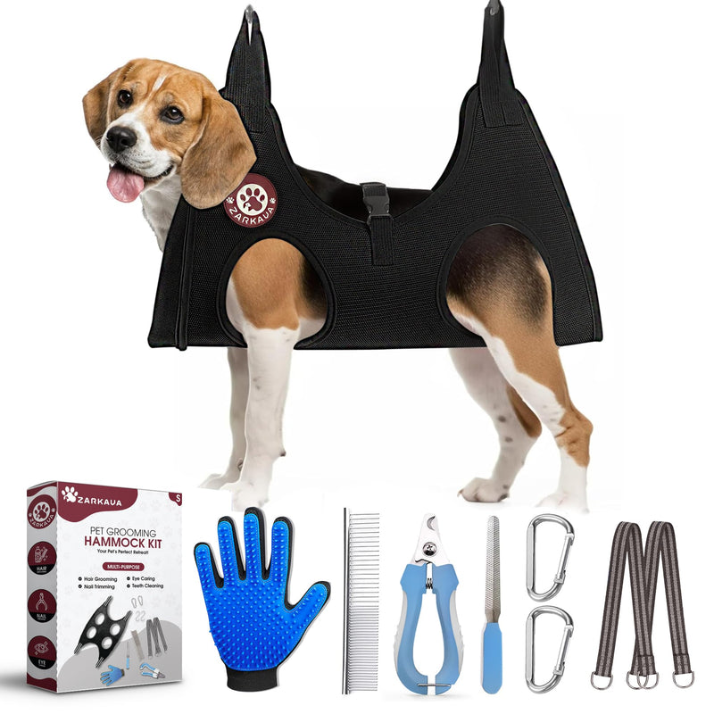 Dog Grooming Hammock for Large Dogs, 60 lbs - All-in-One Dog Grooming Kit, Dog Harness for Nail Trimming Grooming Kit for Dogs at Home - 1x Gloves, Dog Nail Clipper, Dog Brush for Shedding L ( Legs Distance: 13-16 " / Max W: 60 lb ) - PawsPlanet Australia