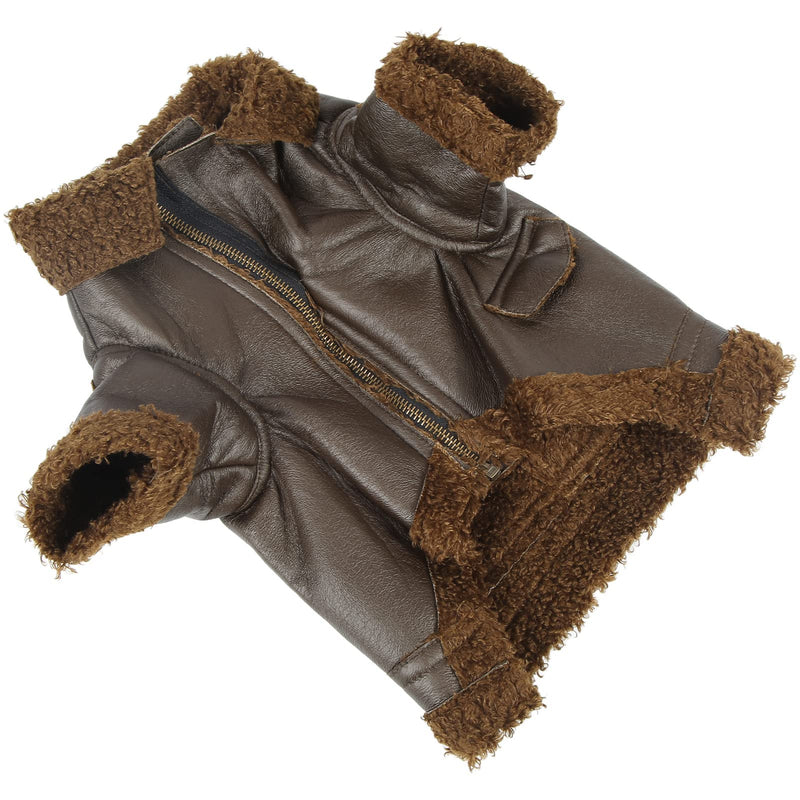 Dog Leather Jacket, Dog Winter Leather Coat Warm for Small Medium Large Dogs for Cats for Winter for Outdoor (S)