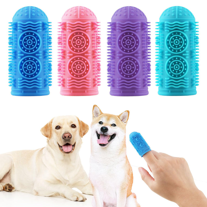 Dog Toothbrush Kit,Finger Toothbrush for Dogs,Toothbrush for Medium Large Dogs,Dog Teeth Cleaning Dental Care, ToothBrush Finger for bigger cats,Pet Toothbrush 4Pack - PawsPlanet Australia