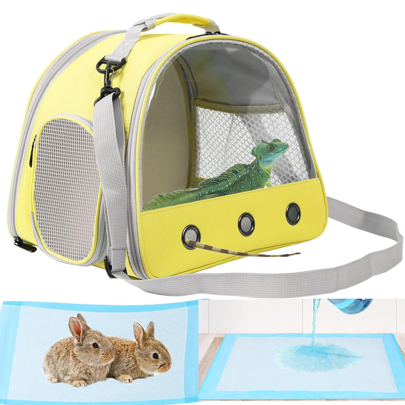 Bunny Travel Carrier with Absorbent Pad Set, Pee Pad with Leak-Proof Quick-Dry Design for Bearded Dragon,Portable Guinea Pig Bag for Sugar Glider,Hedgehog,Rat,Small Pet,Rat,Outdoor Used Yellow TPU Carrier+NP - PawsPlanet Australia
