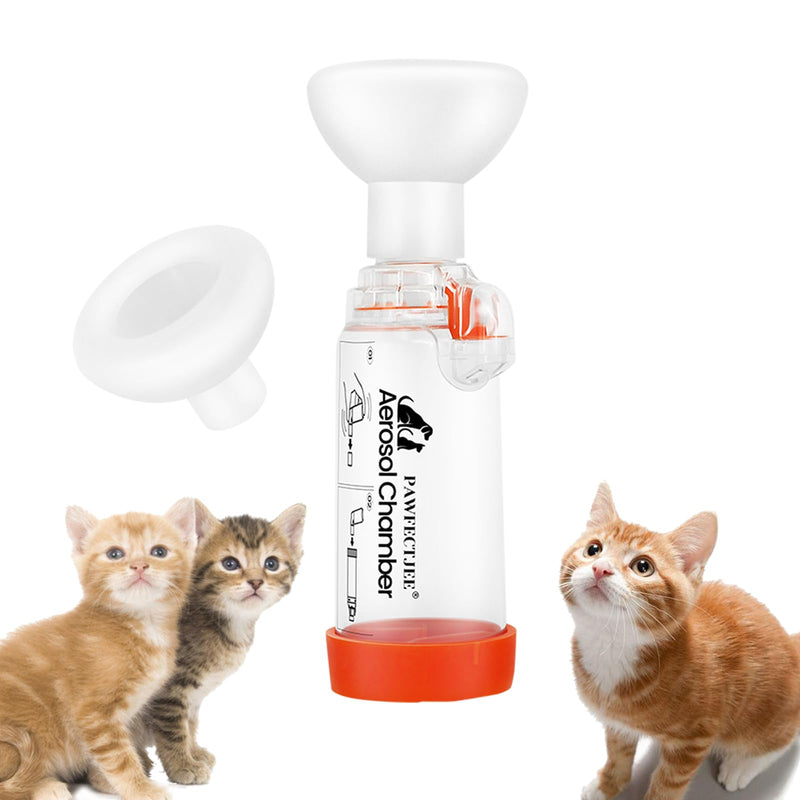 Upgraded Cat Inhaler Spacer with 2 Silicone Masks - Portable Nebulizer for Cats and Dogs - Effective Feline Breathing Treatment (Orange) - PawsPlanet Australia