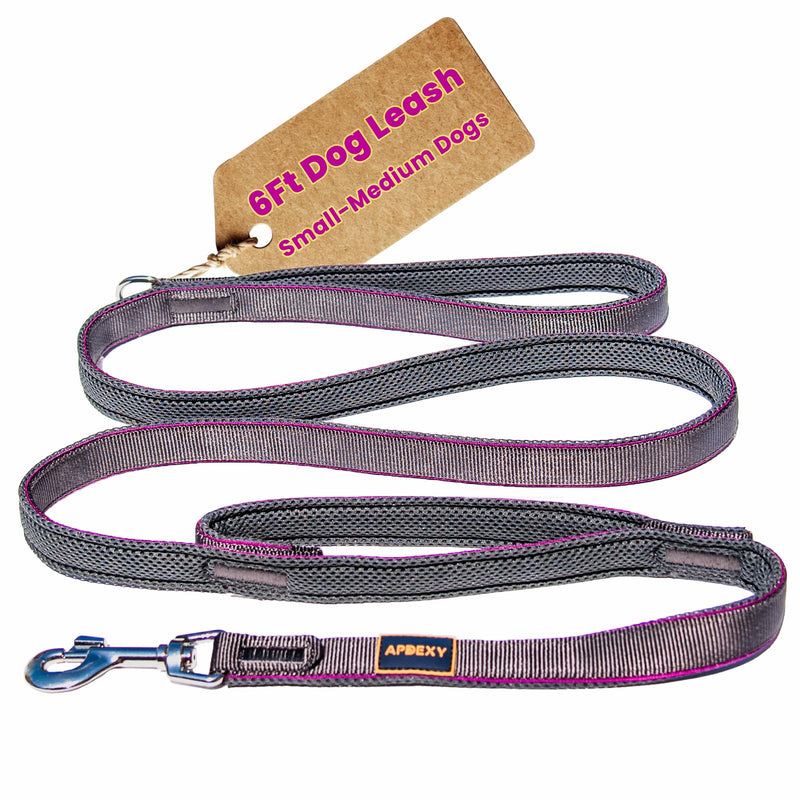 Dog Leashs for Medium Dogs, Heavy Duty Two Handles for Extral Control and Training, Three-Layer Sandwich Mesh-Lined Nylon Webbing, Sturdy Metal Zinc Hook, 6FT Long (Purple/Grey, 3/4'' X 6ft.) 3/4'' X 6ft. Purple/Grey - PawsPlanet Australia