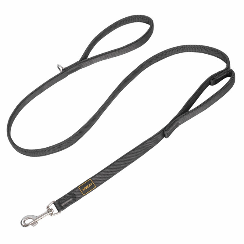 2 Handle Dog Leash, with Sandwich Mesh-Lined Webbing Traffic Padded, 6ft Long for Control Saftey Training for Large Dogs Pull, Dual Handles Leads (Black/Grey, 1'' X 6ft.) 1'' X 6ft. Black/Grey - PawsPlanet Australia