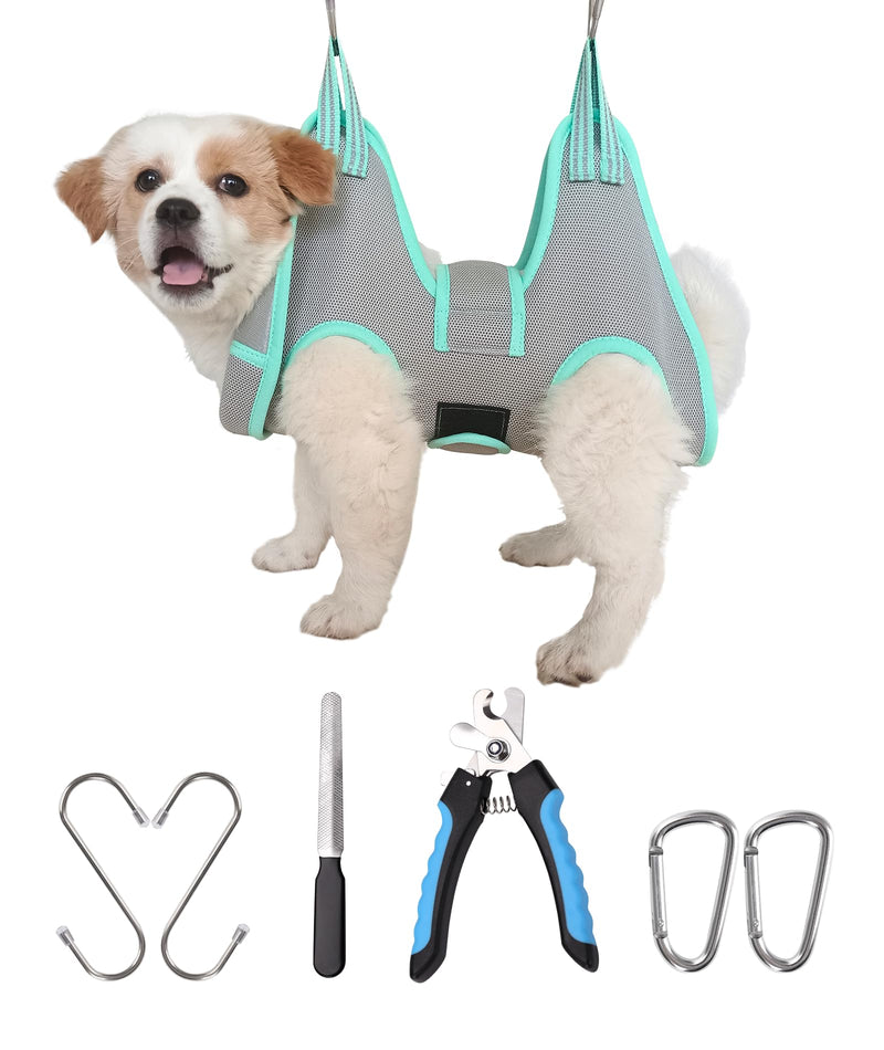 Dog Grooming Hammock Harness, XS Dog Hanger for Nail Trimming, Grey Dog Sling Nail Trimming,Dog Holder Grooming Restraint Thick Neck Support XS (14 LB Max) Silver Grey 4.5-10in - PawsPlanet Australia