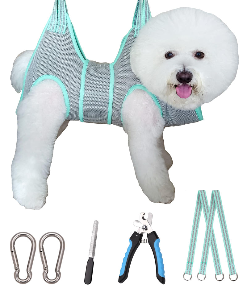 Dog Grooming Hammock Harness, Small Dog Groming Sling, Gray Dog Hanging Harness for Nail Trimming,Dog Nail Clipping Hanger Restraint Holder S (30 LB Max) Silver Grey 6-13in - PawsPlanet Australia