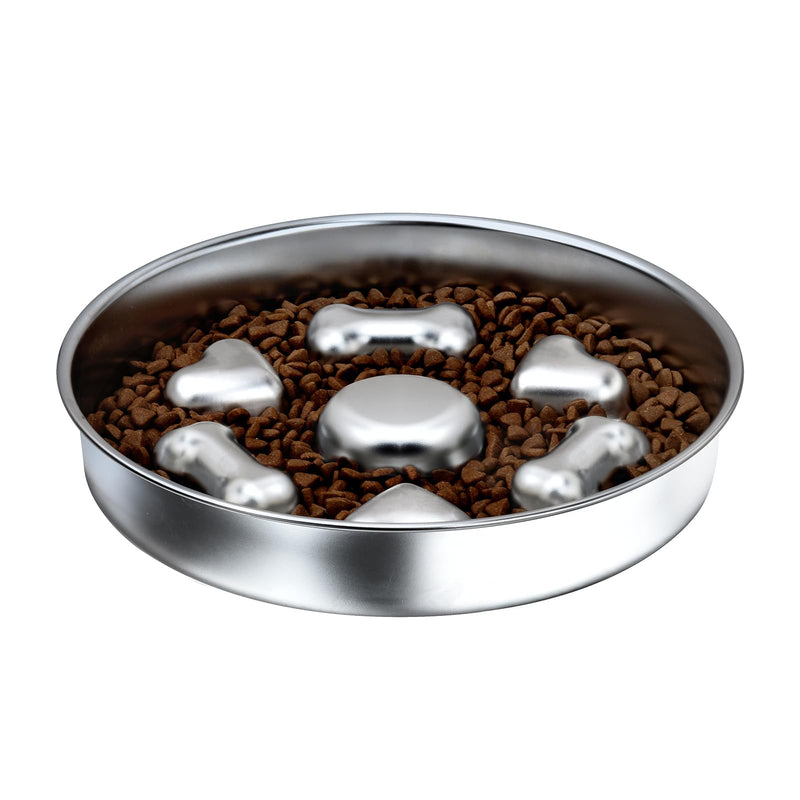 Slow Feeder Dog Bowls, Non-Slip Metal Dog Food Bowls, 304 Stainless Steel Dog Water Bowl, Double-Sided Heart and Bones Design Dog Slow Feeder Bowl for Small Medium Large Dogs - PawsPlanet Australia