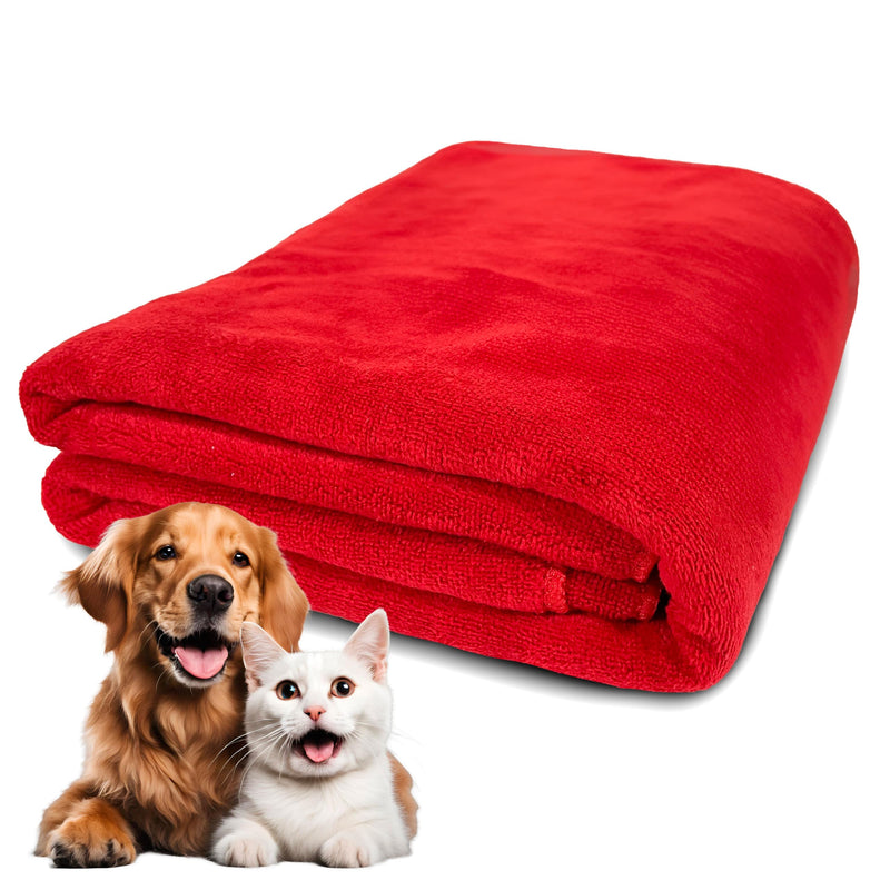 Extra Large Dog Towel Soft Absorbent Bath Pet Towels for Drying Dogs, Elastic Terry Microfiber Soft Towel, Machine Washable, Quick Dry, Multipurpose (L, XL, 2XL) (Red, 2XL) Red - PawsPlanet Australia