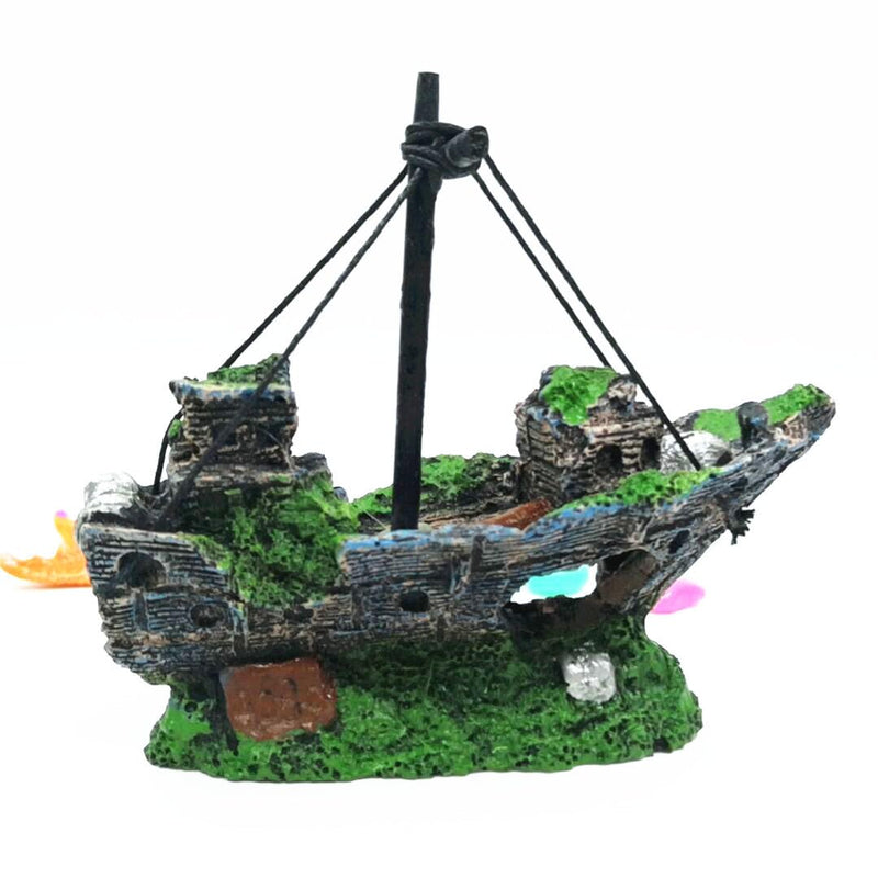 Fish Tank Decorations, Resin Shipwreck Aquarium Decor for Tank, Sunken Ship Aquarium Decorations Large, Betta Fish Tank Accessories, Wrecked Ship Fish Hideout Freshwater Saltwater Tanks - PawsPlanet Australia