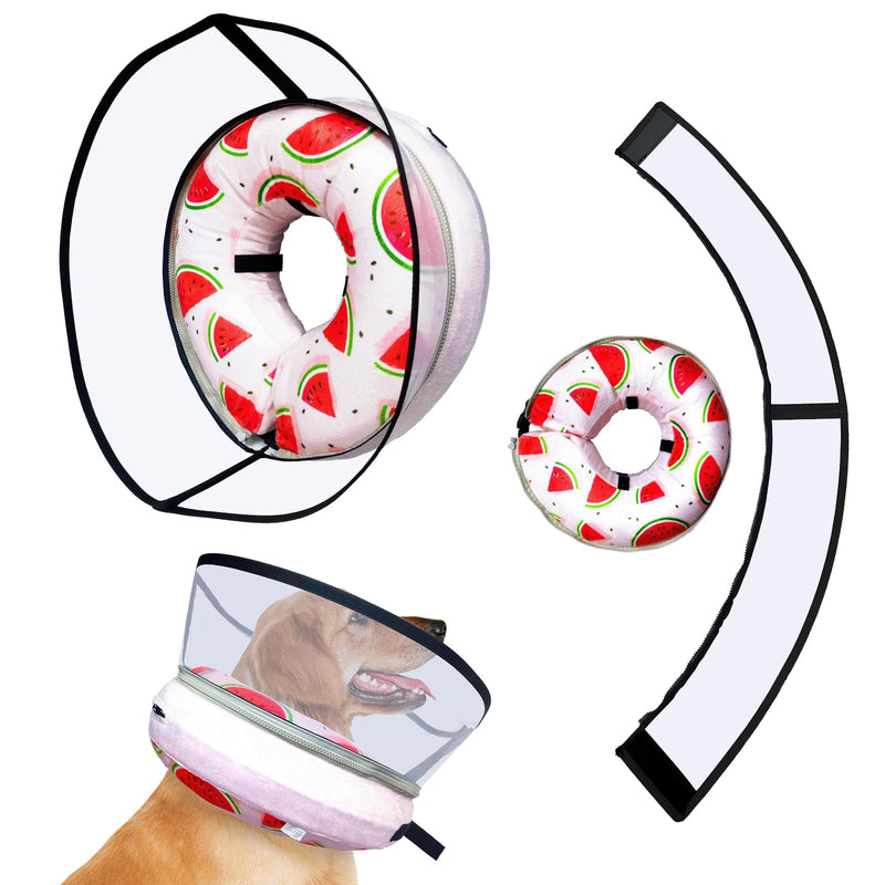Inflatable Small Dog Cone Collar with Enhanced Anti-Licking, Dog Soft Neck Donut for Dogs Cats to Stop Licking, Dog Recovery Collar After Surgery with Adjustable Buckle Strap Watermelon S - PawsPlanet Australia