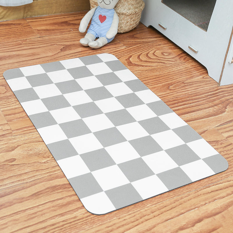 Ralxion Checkered Dog Feeding Mat, Absorbent Mats for Dog Food and Water Bowl, Dispenser, Retro Modern Aesthetic Preppy Grey Checkerboard Pet Placemat for Dogs, Cats, Puppy Accessories, 12" X19” Grey Checkered 12*19 - PawsPlanet Australia