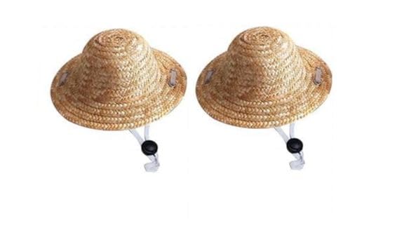 1Pc Light Brown Novelty Summer Adjustable Pet Dog Outdoor Straw Hat Puppy Small Kitty Cat Sunhats Dog Hat, Apparel and Accessories - PawsPlanet Australia