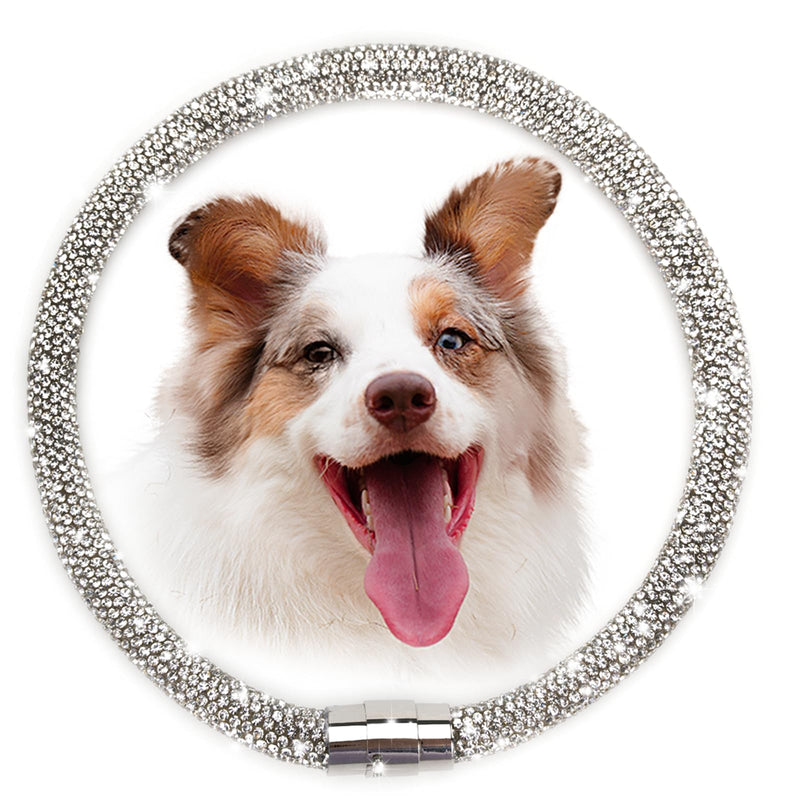 Diamond Dog Collar Bling Full Rhinestone Sparkly Magnetic Closure Wedding Pet Necklace for Small Dogs 14 inch 14‘’ - PawsPlanet Australia