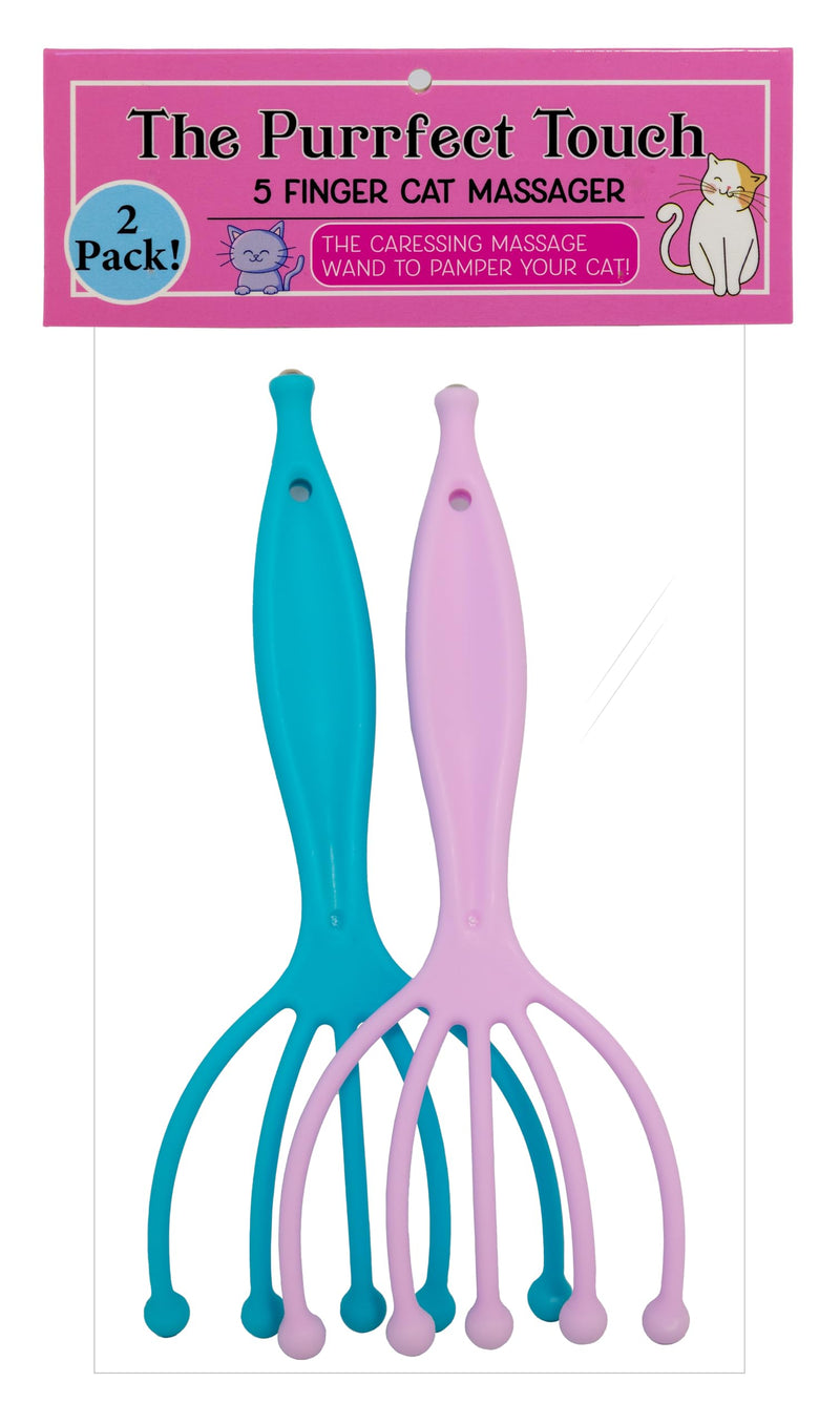 The Purrfect Touch - 5 Finger Cat Massager Wand – Pack of 2 - Gentle Pet Grooming Tool for Cats and Small Pets - Ergonomic Handle, Soft, Relaxing Massage that Cats Love! - PawsPlanet Australia