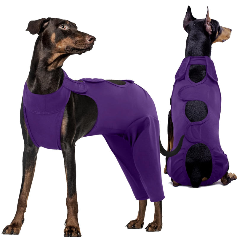 Kuoser Dog Recovery Suit for Back Legs, Thigh Wound Protective Sleeve for Dogs, Dog Recovery Sleeve for Female Male Dogs, Dog Onesie After Surgery Pet Surgical Suit for Spay Neuter, Purple XL XL (Prioritize CHEST GIRTH:27.6-32.3'') - PawsPlanet Australia