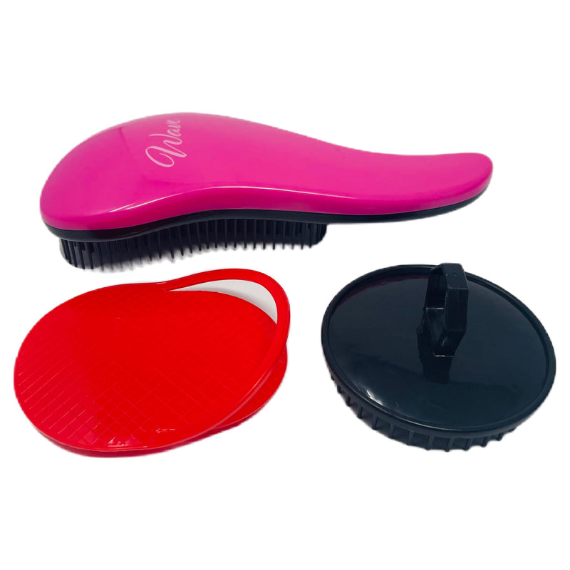 G.B.S Pet Deshedding Tools 3 Pack - Wave Fur Brush, Shampoo Brush, and Massager Brush - Perfect for Dogs or Cats (Pink) Pink - PawsPlanet Australia
