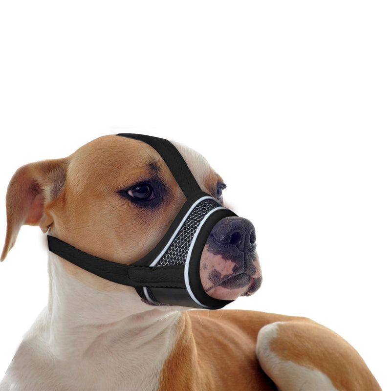 Black Dog Muzzle, Breathable Comfortable Mesh Muzzle for Dogs, Dog Training Muzzle, Anti-Biting, Anti-Barking, Anti-Chewing, Adjustable with Reflective Strap XL - PawsPlanet Australia