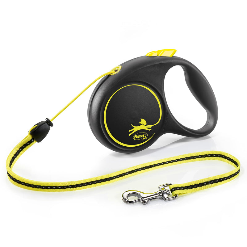 FLEXI New Fun Neon Retractable Dog Leash, Comfortable and Stylish, Medium - Cord, 16-Feet, Black with Neon, up to 44 lbs Medium - Cord - 16ft - PawsPlanet Australia