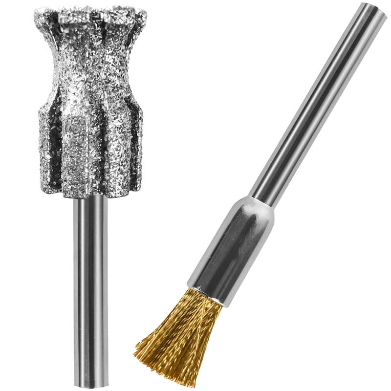 Faster Cooling Pet Nail Grinder Tip Sawtooth Bit, Anti-Clogging Diamond Nail Grinding Head with Steel Brush for 1/8" Dremel Rotary Tools & Many Brands for Small Medium Large & Anxious Dogs - PawsPlanet Australia