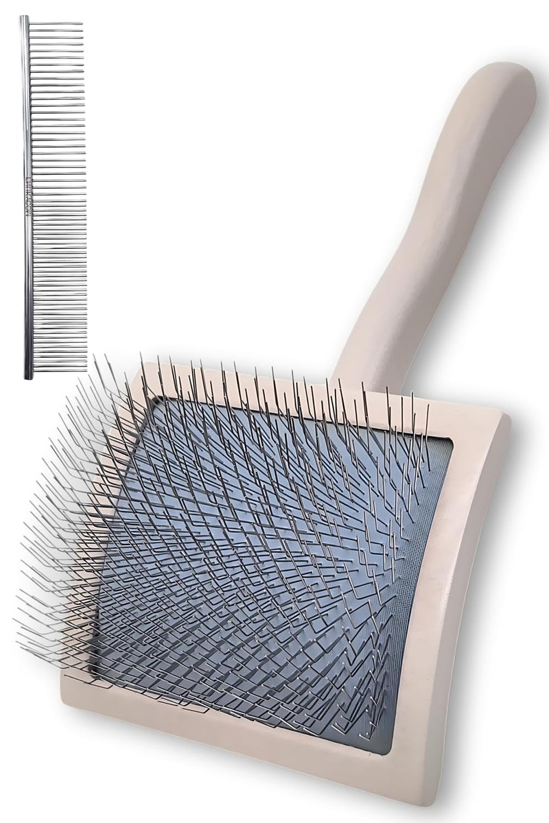 Specialized Grooming Tool for Great Pyrenees and Doodles (Goldendoodles, Poodles & Labradoodles) - Dog Slicker Brush & Comb Kit: Work Through Dense and Long Coats, for Both Matted Hair and Shedding - PawsPlanet Australia