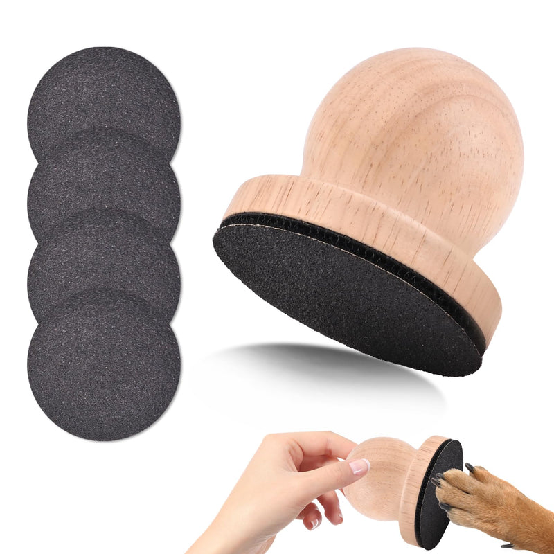 Dog Nail File Dog Scratch Board for Nails Wooden Handicraft Cat Dog Nail Scratch Pad with 4 Pcs Replaceable Sandpaper Dog Trainning Accessories Stress Free Nail Filing for Dogs(Wood) Wood - PawsPlanet Australia