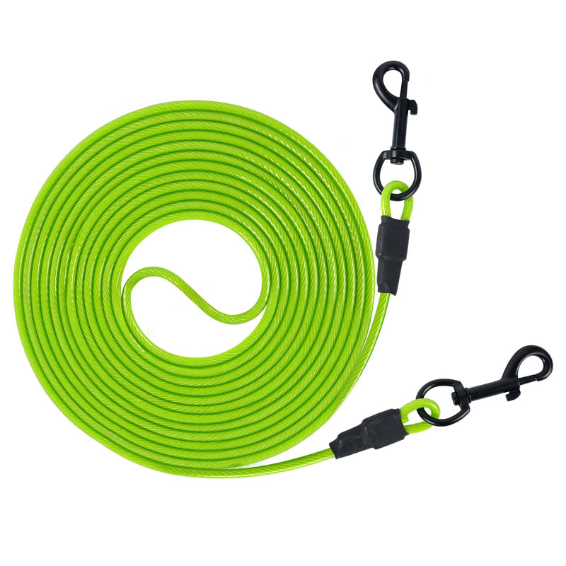Dog Tie Out Cable - 10/20/30/40 FT Long Steel Wire Dog Leash - Heavy Duty & Durable Dog Chain for Yard - Dog Leads for Large Dogs Up to 150 Lbs - (Green, 20FT) Green - PawsPlanet Australia
