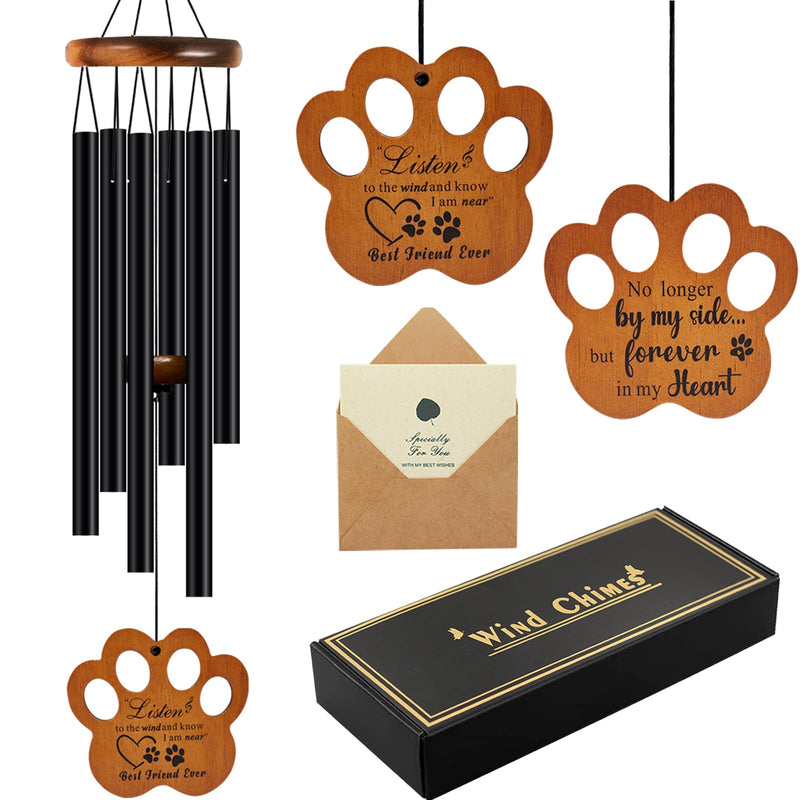 Dog Memorial Gifts for Loss of Dog - Loss of Dog Sympathy Gift, Pet Memorial Gifts for Dogs, Loving Dog Memorial, Dog Bereavement Gift, Pet Loss Gifts Wind Chimes (Black) - PawsPlanet Australia
