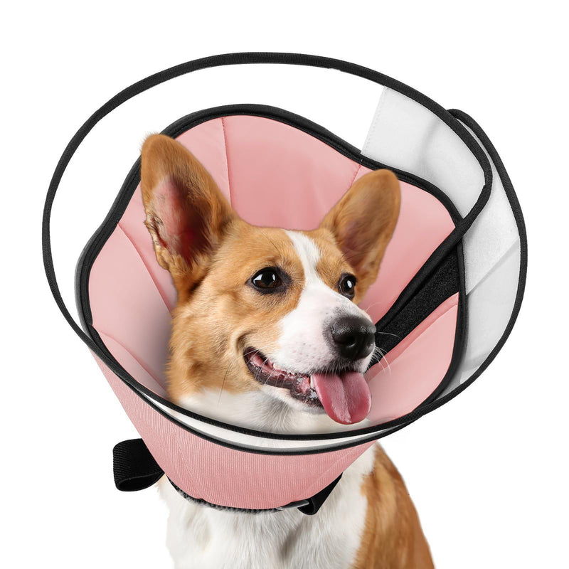 XL Dog Cone Collar for Large Dog，Dog Collar After Surgery to Stop Licking, Soft Dog Cone for Pet 360°Vision Protective Dog Recovery Collars & Cones Pink Pink XL(neck15.94"-20.86") - PawsPlanet Australia