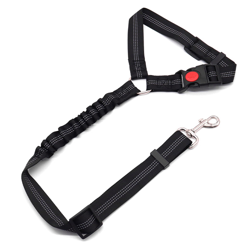 Adjustable Pet Safety Seat Belt for Dogs & Cats - Car Headrest Restraint with Nylon Fabric - Comfortable & Durable Dog & Cat Vehicle Seatbelts & Harness(Black) black - PawsPlanet Australia