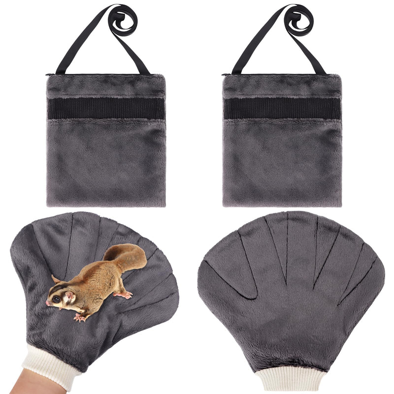 4 Pcs Sugar Glider Bonding Pouch & Mitt Sleeping Bag Small Animal Outdoor Breathable with Shoulder Strap Handling Gloves Bite Proof Calming for Sugar Gliders Hedgehogs Hamsters Pet - PawsPlanet Australia