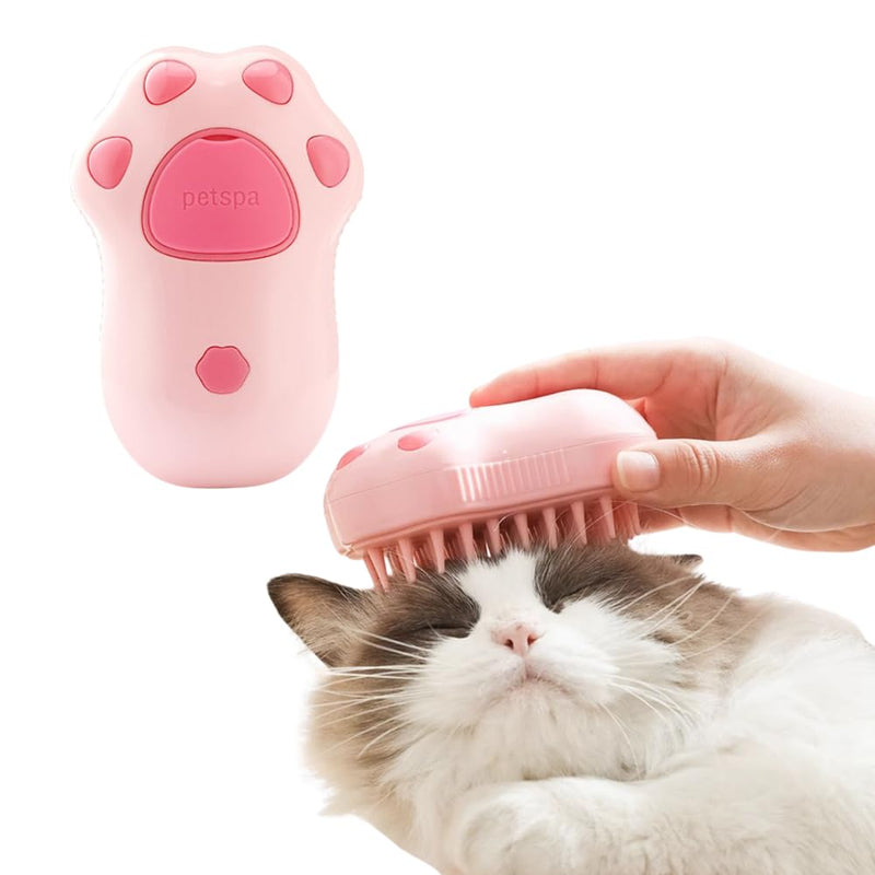 Cat Steam Brush - 3 In1 Steamy Cat Brush, Self-Cleaning Steamy Pet Brush for Massage, Multifunctional Cat Grooming Brush for Removing Tangled and Loose Hair (Pink) Pink - PawsPlanet Australia